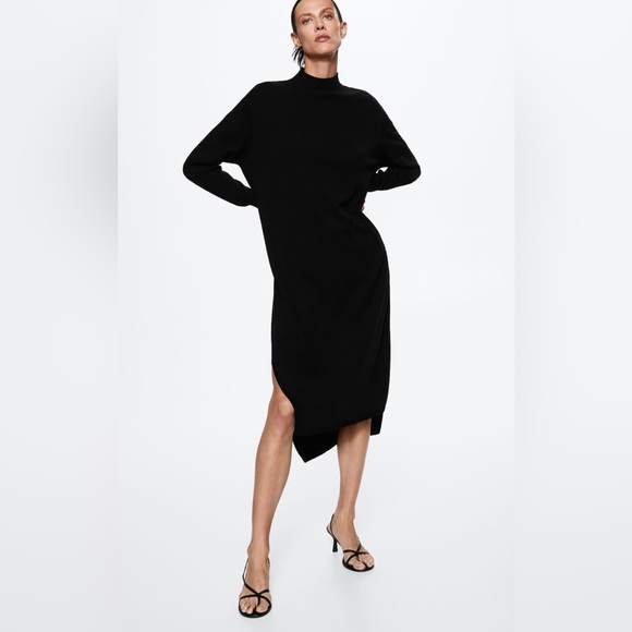 Mango Dresses & Skirts - Mango Knitted Perkins Neck Dress Black